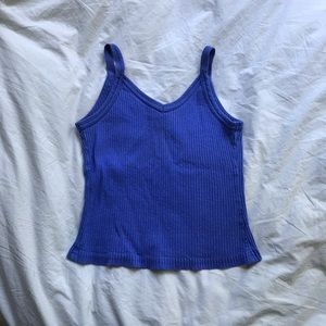 Xhilaration 90s Y2K Blue Ribbed 100% Cotton Tank Top V Neck